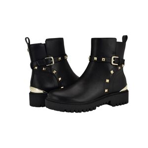 GUESS Oliy Woman's Ankle Boots Black  Studded Faux Leather Zipper Shelsea Size 7